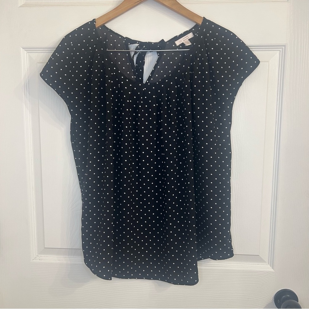 LC Lauren Conrad Black Polka Dot Blouse